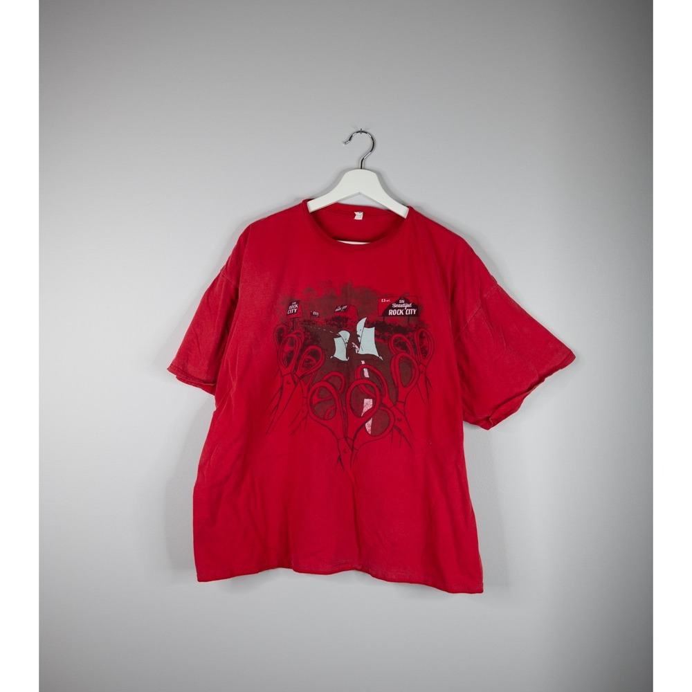 Unbranded Rock City Graphic Tee‎ Mens XL Red Good Short Sleeve Road Trip T-Shirt